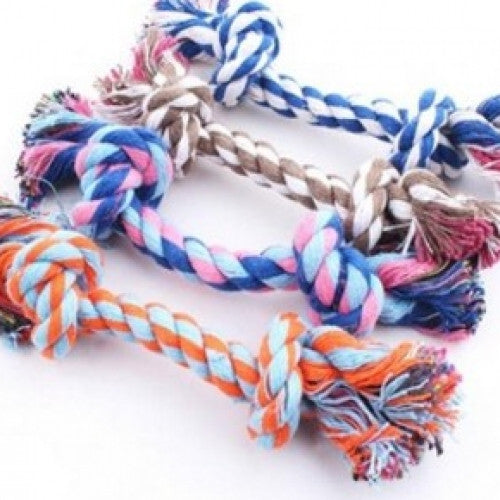 Braided Bone Rope Double knot cotton rope trumpet Chew Knot New - Puppy Dog Pet Toy Cotton